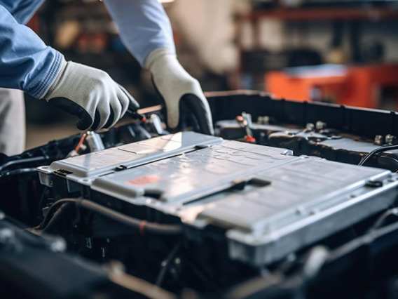 Someone works on a lithium-ion battery.