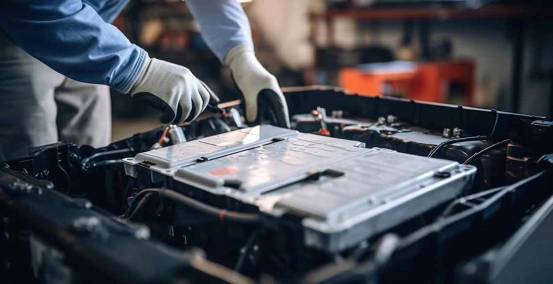 Someone works on a lithium-ion battery.