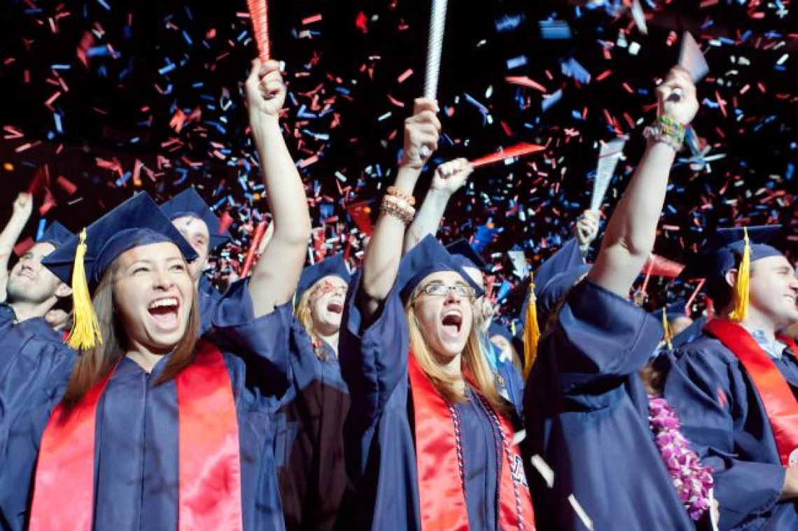 group of students in graduation regallia