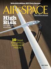 Cover of July 2016 Smithsonian Air & Space Magazine featuring the Perlan glider