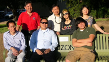 The Hom family visits the memorial bench honoring Hom Moon Jung