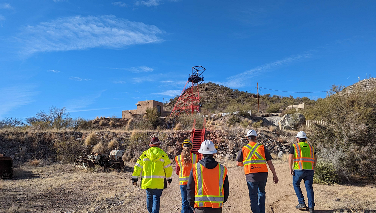 The students of Team 24508 approach the work site where they are doing structural analysis of pillar stability at the University of Arizona’s San Xavier Underground Mining Laboratory.